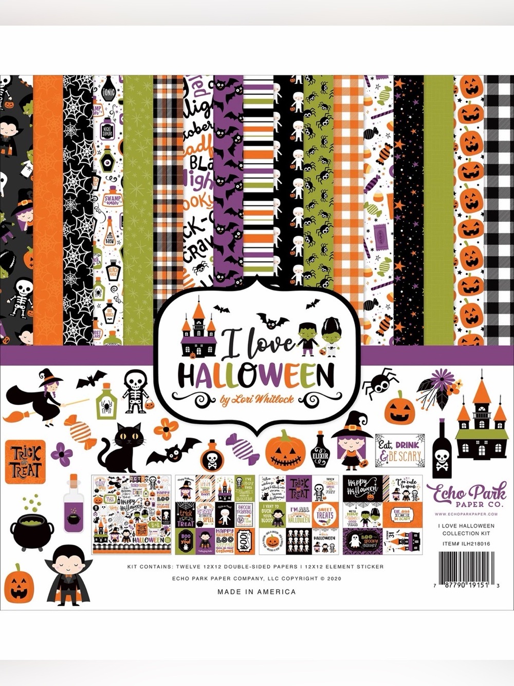 🎃👻 Echo Park I Love Halloween 🐈⬛🦇Collection Kit - 12x12 Papers & Stickers🔮